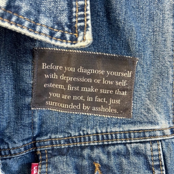 Vintage CRN-F3 unique denim vest, music, guitar appliqués size XS - Picture 4 of 14